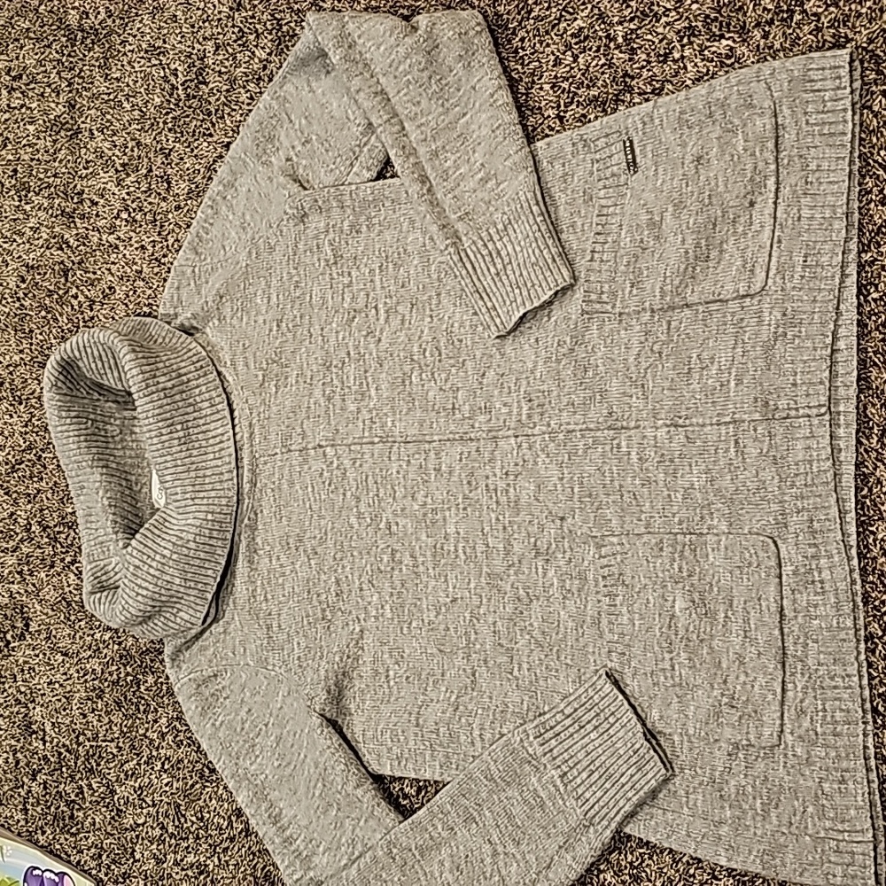 Calvin Klein Turtleneck Long Sleeve Grey Tee Top